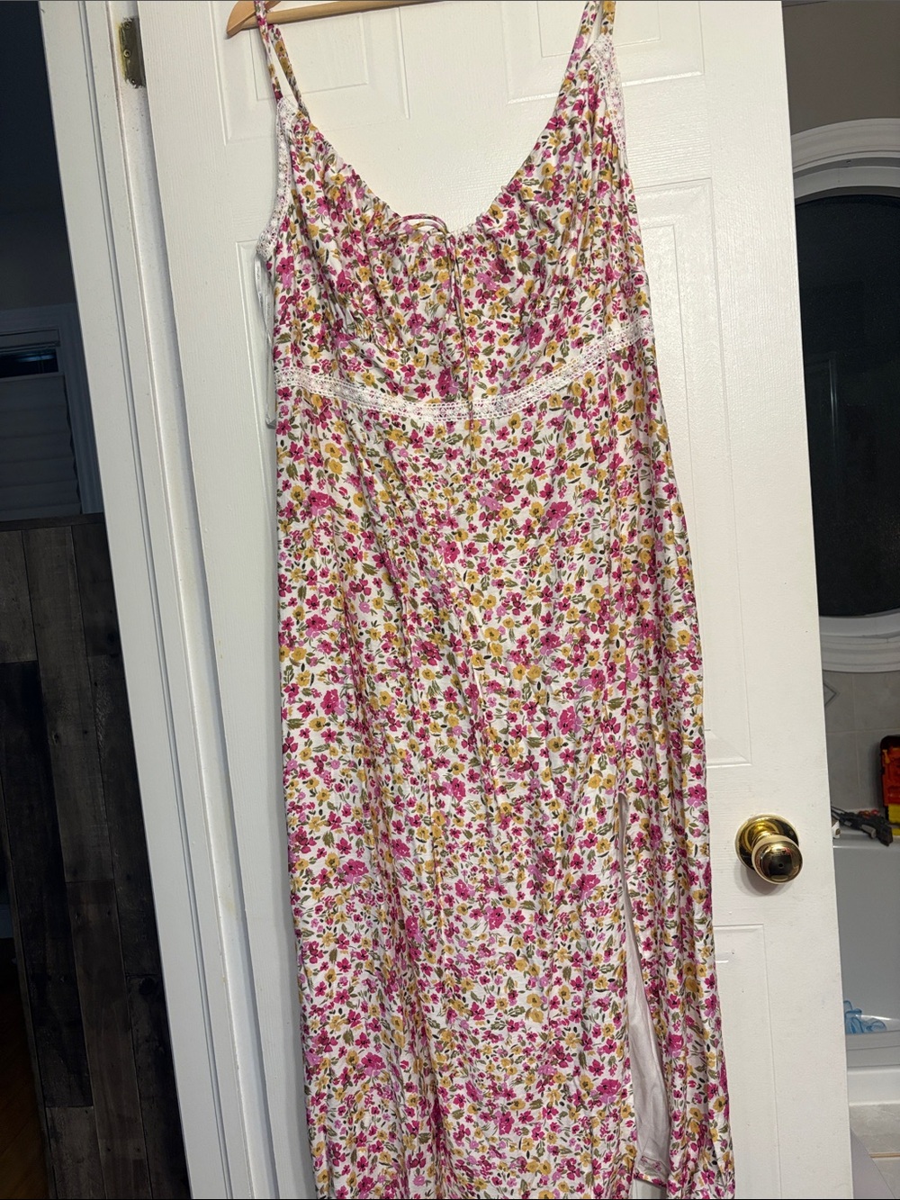 City Chic Floral Maxi Dress in White, Pink & Yellow